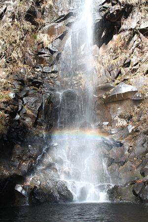 つるべ落としの滝と虹